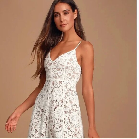 LULUS One Wish white/cream lace midi dress Size Small NEW WITH TAGS - Picture 11 of 11